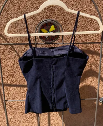 Be Smart Faux suede zip-up corset top