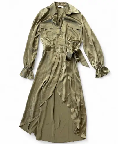 Ramy Brook Laney Satin Midi Dress Soft Green 8