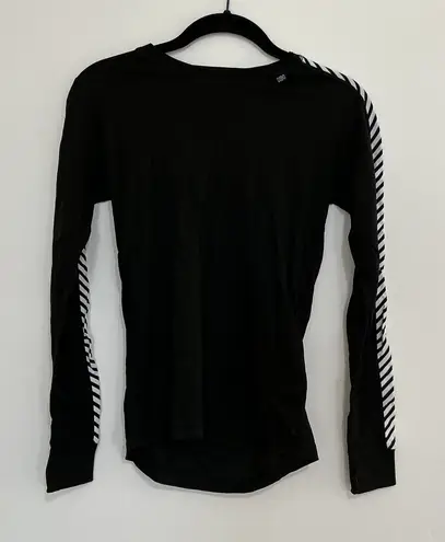 Helly Hansen Womens Black Long Sleeve Athletic Top Striped Sleeve XS TP