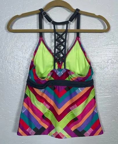Title Nine Women S Multi Colored Tankini Swim Top Racerback Padded Beach Summer