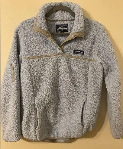 Lauren James Womens  Preptec Baby Blue Gray Sherpa Fleece Pullover Size Small