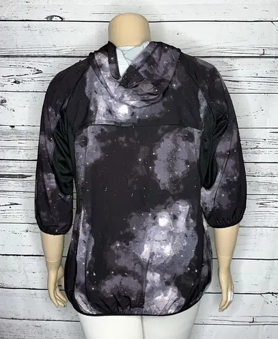 Organic Rags Sz XL Purple Cosmic Print 1/4 Zip Pullover Athletic Jacket w/ Hood