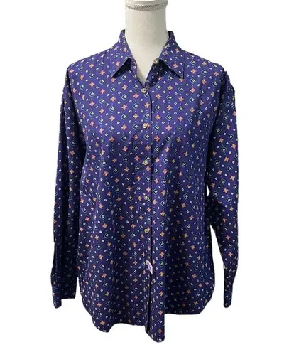 Vintage Tabi International Single Needle Tailoring Purple Geometric LS Shirt XL
