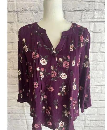 Monday Fun Women’s NWOT Floral Print Casual 3/4 Sleeve Blouse Size Small