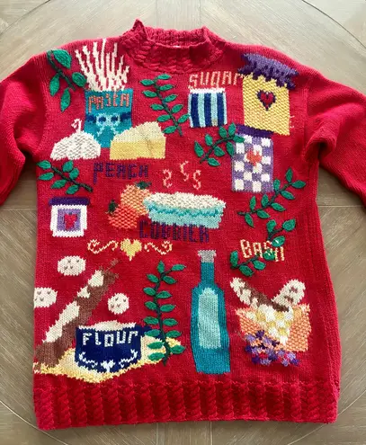 Karen Scott Vintage hand knits sweater- baking theme - size Large
