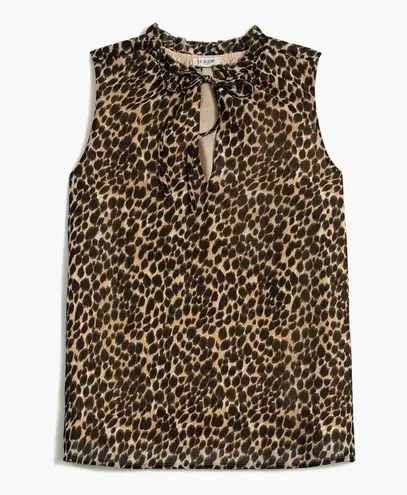 J.Crew NWT  Leopard Print Tie-Neck Ruffle Tank Top