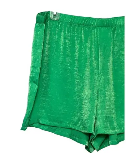 Abound  Shorts Women's L Green Elastic Waist High Rise Pull On Polyester New