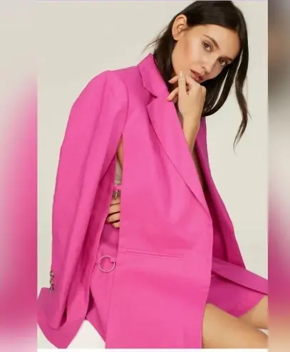 Eudon Choi Collective Oversized Pink Linen Open Blazer w/ Side Cutouts | EUC | 0