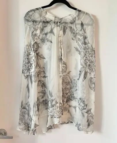 Zimmermann 100% Silk Floral Sheer Flowy Ruffle Blouse Size 1