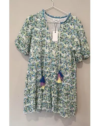 Allison New York Alice Floral Eyelet Ruffle Mini Dress Cover Up Size Small 1772