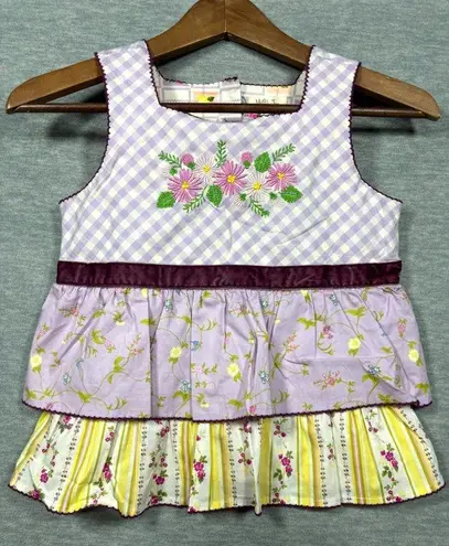 Matilda Jane Girls Sz 8 Floral Sleeveless Peplum Prudence Gingham Ruffle
