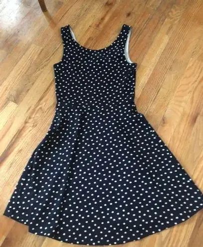 Divided Navy Blue Polka Dotted Dress