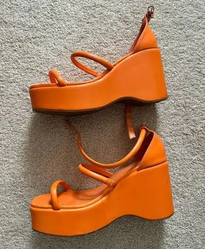 SheIn  Square Toe Platform Wedge Sandal Orange