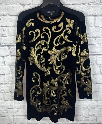 INC International Concepts Women's Gold & Black Sweater Dress Mob Wife Size XL
