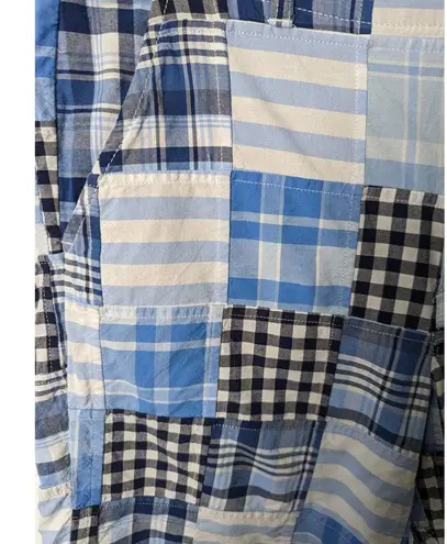 L.L.Bean  Favorite Fit Patchwork Plaid Bermuda Shorts Blue White Size 12