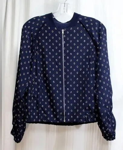 Lafayette 148 🐸 - 100% Silk Print Reversible Bomber Jacket, Size S Petite