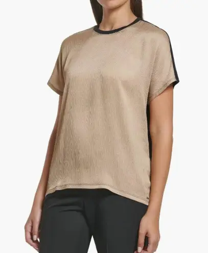 Tommy Hilfiger NWT $108  Copper and Black Short Sleeve Blouse Small