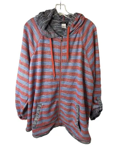 Park Lane Lark Lane Hoodie Striped Full Zip With Pockets Size 2XL Multicolor Striped