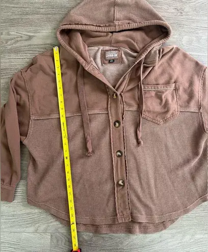 American Eagle  Big Hug Hooded Shacket Jacket Brown Button Down size L / XL