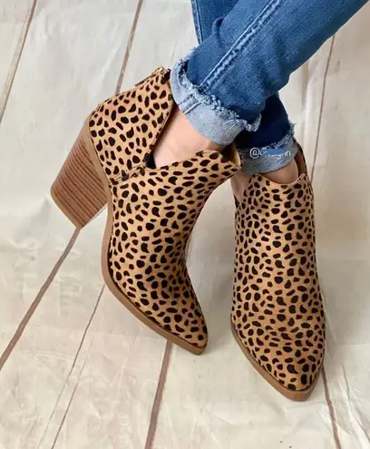 Cheetah Print Side Slit Ankle Bootie Multi Size 7