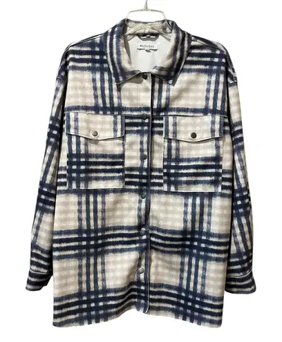 Workshop Republic Clothing Faux Leather Jacket Blue Tan White Women’s Shaket XL