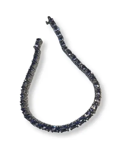 Purple Stone Tanzanite Set In Sterling Silver Tennis Friendship Promise Bracelet Purple