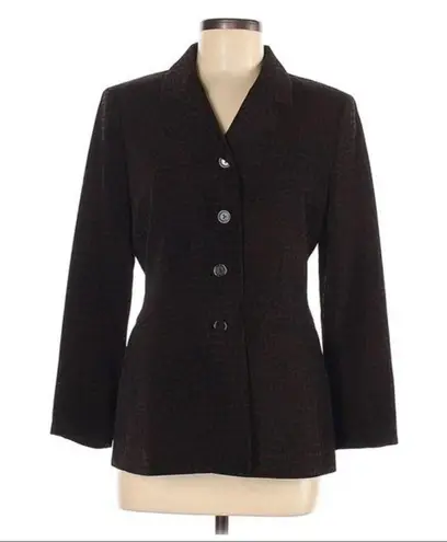 Le Suit Blazer Size 6 Petite Animal Print Black Brown Black Brown Collared Sz 6P