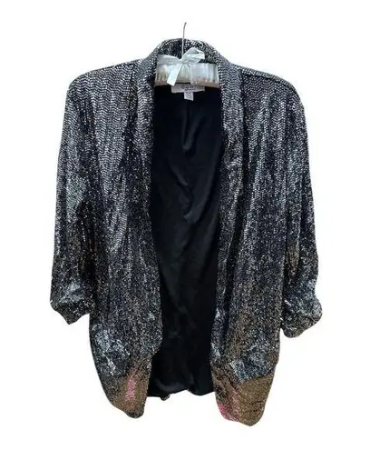 Silver Shimmering Blazer with Relaxed Open Front Size M