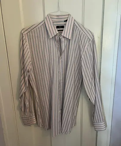 Hugo Boss Pink Striped Button Down