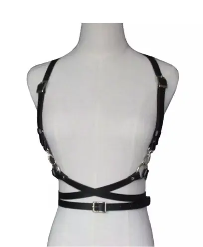 Black Punk O Ring Harness Rave Bondage New