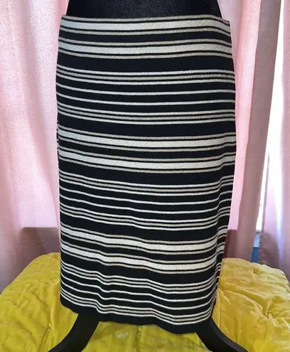 Loft  Outlet Size M Striped Metallic Midi Pencil Skirt