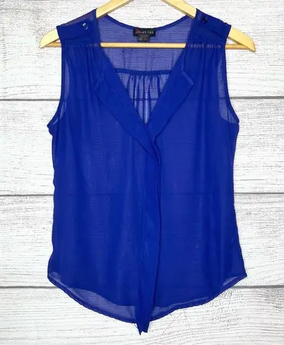 Ultra Flirt Royal Blue Sheer Sleeveless Blouse Top Size Medium