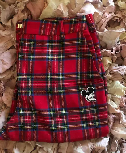 Disney Mickey Mouse Red Plaid Twill Pants