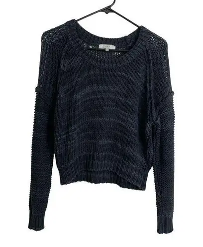 IRO Sweater Womens Small Black Open Knit Chunky Pullover Cropped Cotton Top