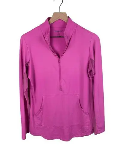 IBKUL Women's Long Sleeve Quarter Zip Mesh Cooling Pullover Top Pink Size Medium