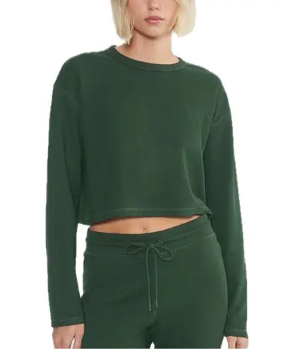 NWT Aritzia Sunday Best Baby Waffle Long Sleeve Crop Top SMALL in Okra Green