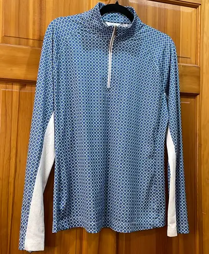 Lady Hagen golf performance top blue white long sleeve golf 3/4 zip size M