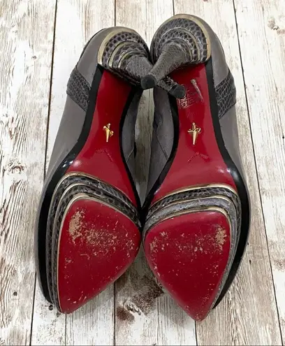 Cesare Paciotti Italy Gray Leather High Heeled Booties 37 Size 6