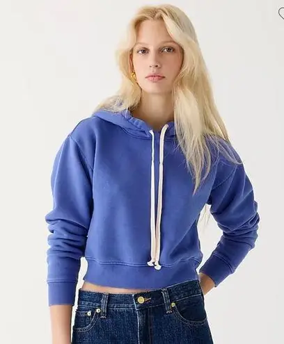 J.Crew  Heritage Fleece Cropped Hoodie Sweatshirt Blue BW072 New