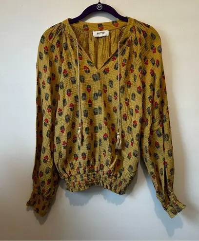 Porridge Clothing Anthropologie Muslin Cotton Blouse Top Women’s size Small boho Yellow