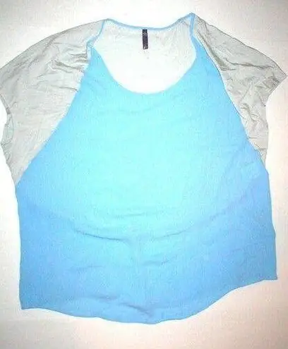 NYDJ New Womens Large L Blue Gray Top Blouse Color Block Light Soft Tee USA Made