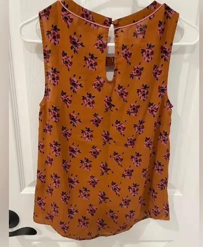 Modcloth  Orange Pink Floral Keyhole Neck Tank Top Women’s Size XS