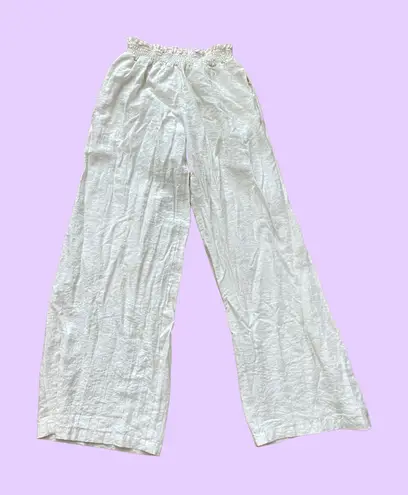 AMAZING Flowy Wide Leg High Waisted Off White / Cream Pants 🔥 Size M thumbnail 1