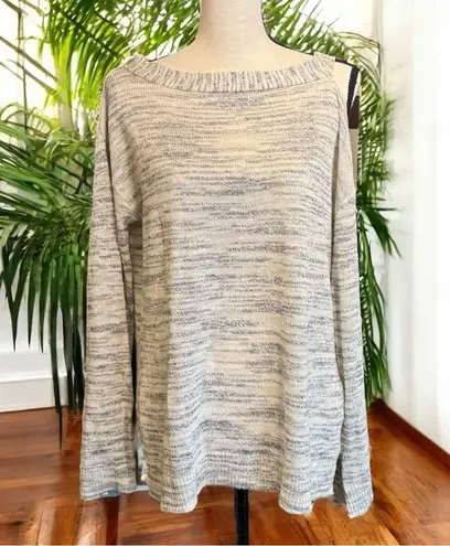 Michael Stars Black Marbled One-Shoulder Tunic Sweater - Size L - Linen Blend