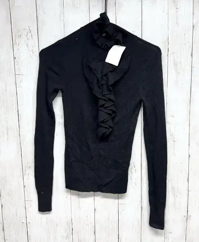 Twelfth Street by Cynthia Vincent Sweater Women Sz PS Ruffle Neck Long Sleeve Black