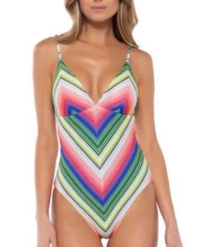 Becca  by Rebecca Virtue MULTI Santa Catarina One-Piece Swimsuit- Size Medium