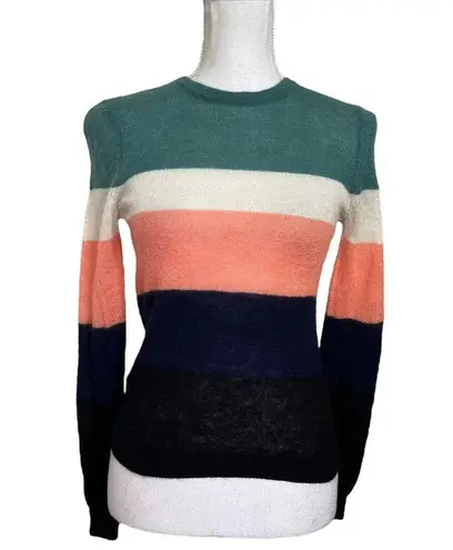 Carven Pullover Multicolor Sweater Striped Colorblock Mohair Wool Womens Size XS Pink