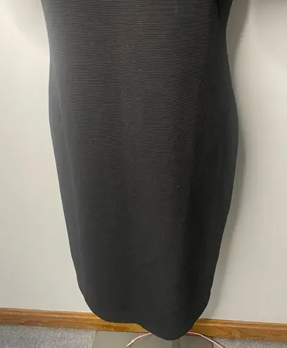 Mario Serrani Italy Dress MEDIUM Black Ribbed Scoop Neck Shift Short Sleeve