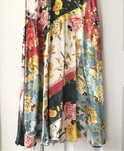 Monsoon ASOS OANA Ivory Floral Abstract Print Satin Tea Evening Dress 6US Medium