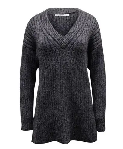 Alexander Wang safety pin star chunky rib knit wool v-neck tunic sweater